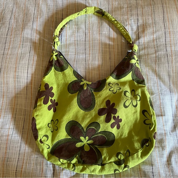 Green & brown floral hobo shoulder bag - Picture 2 of 5